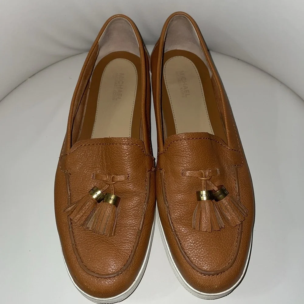 MICHAEL Michael Kors Callahan Camel Leather Tassel Moccasin Slip on Loafer‎ 8 M